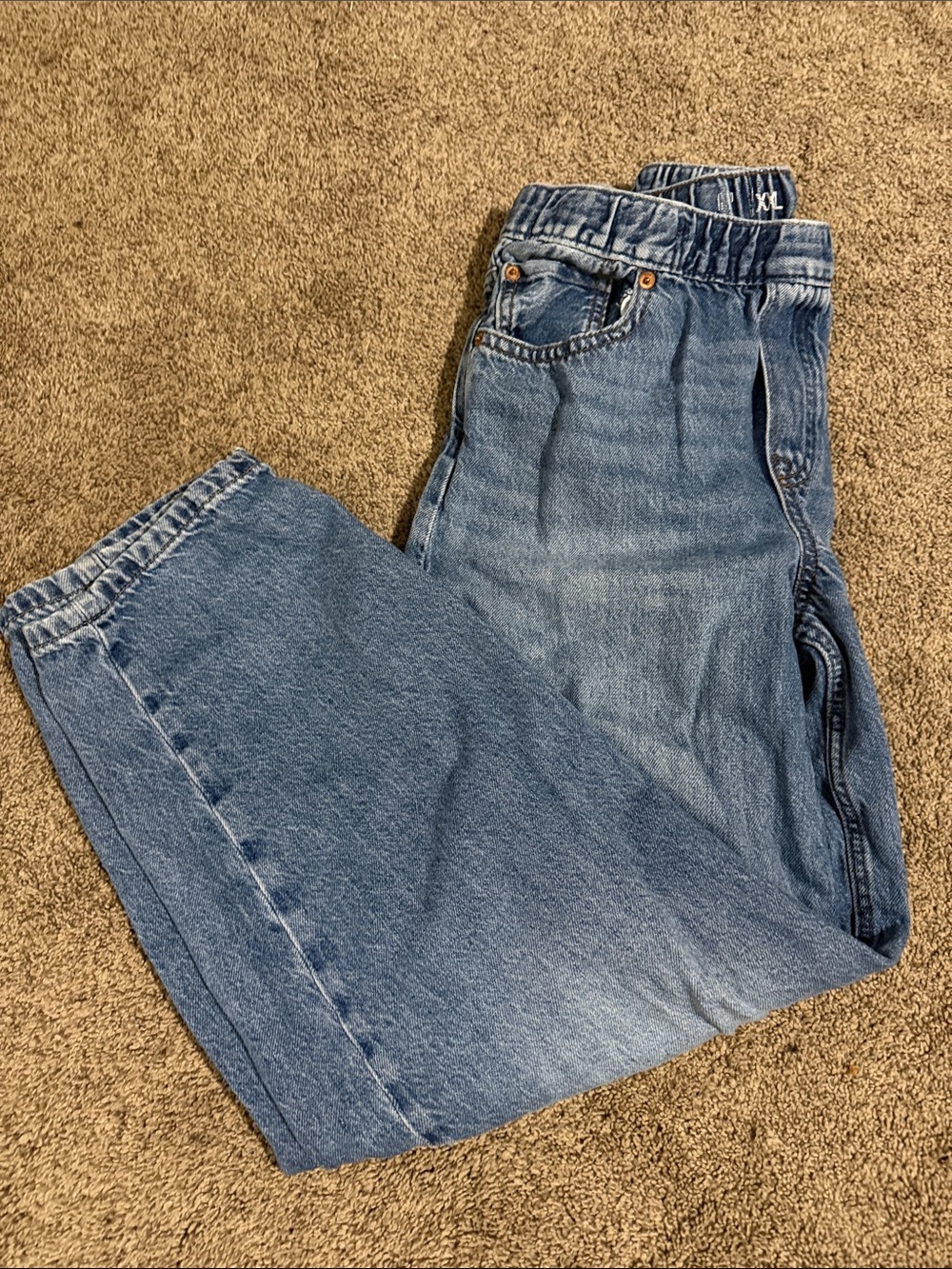 GAP Medium Blue Kids Denim barrel Jeans with Elastic Waist